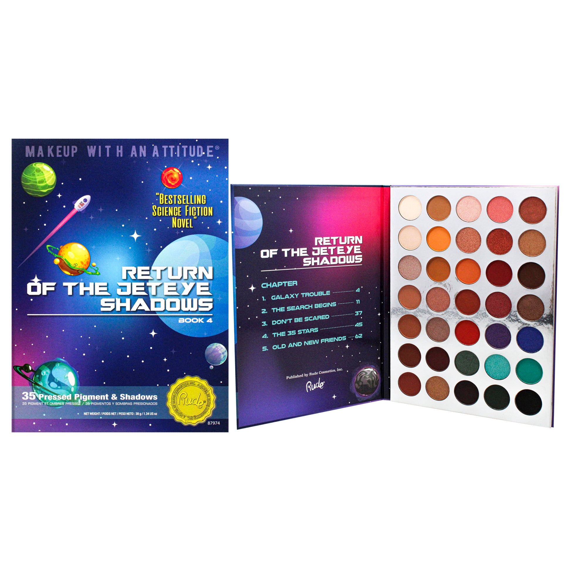 Return of the Jeteye 35 Eyeshadows Palette - Book 4 by Rude Cosmetics for Women - 1.34 oz Eye Shadow