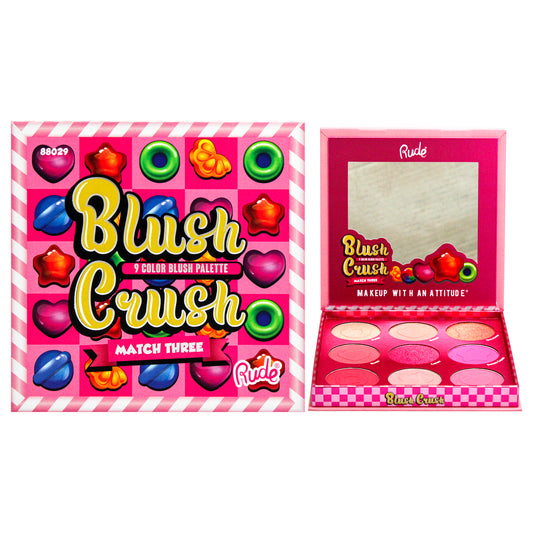 Blush Crush 9 Color Blush Palette - Match Three by Rude Cosmetics for Women - 0.67 oz Blush