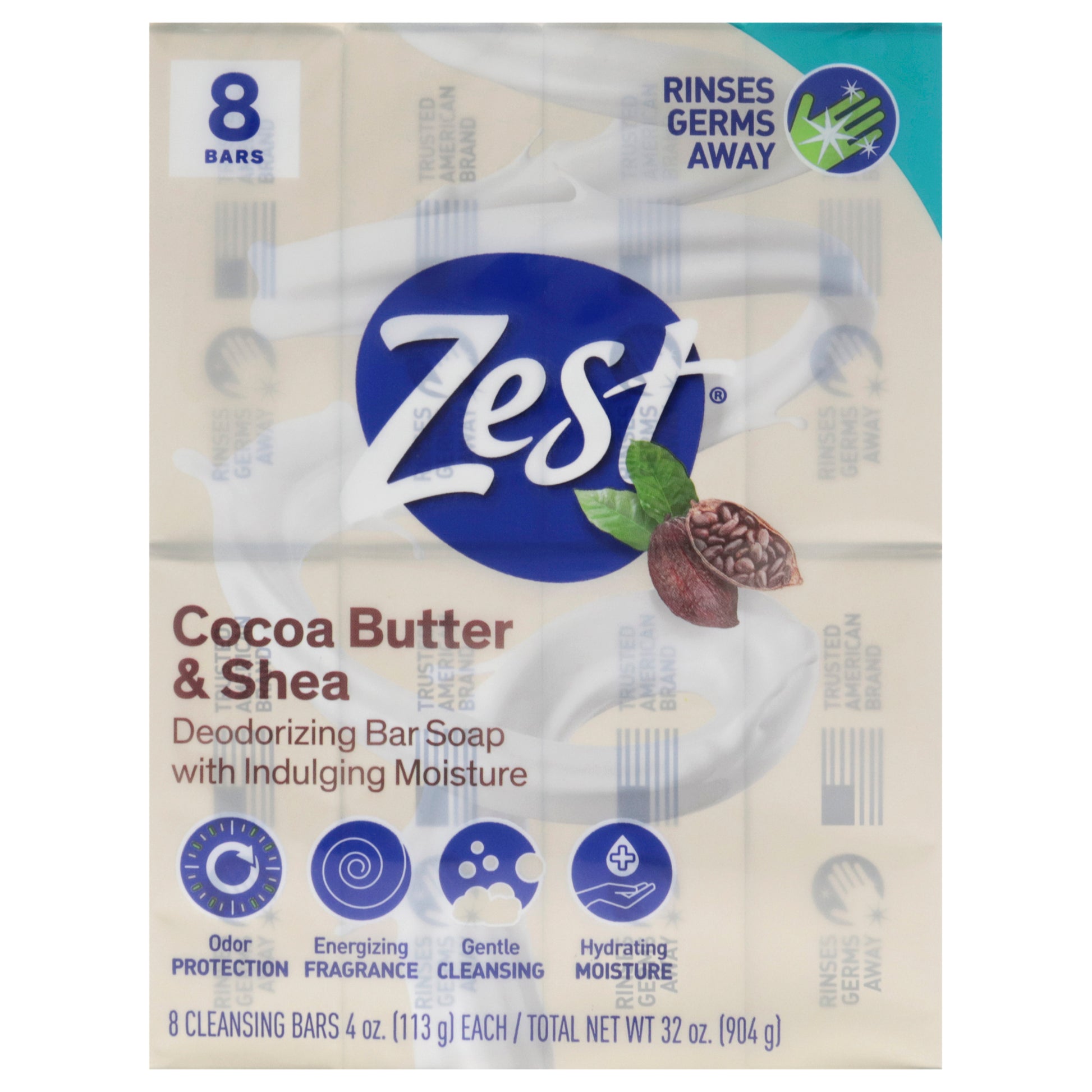 Bar Soap - Cocoa Butter and Shea by Zest for Women - 8 x 4 oz Bar Soap