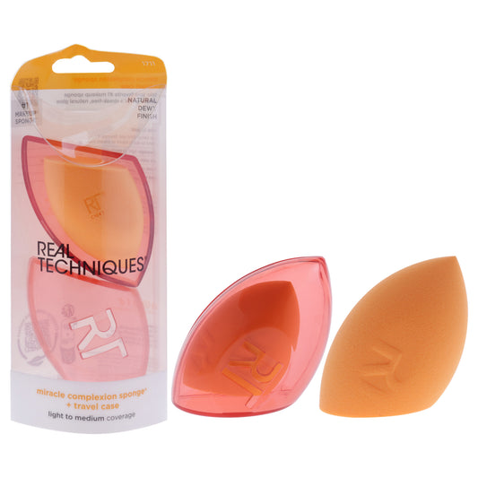 Miracle Complexion Sponge Kit by Real Techniques for Women - 2 Pc Sponge, Travel Case