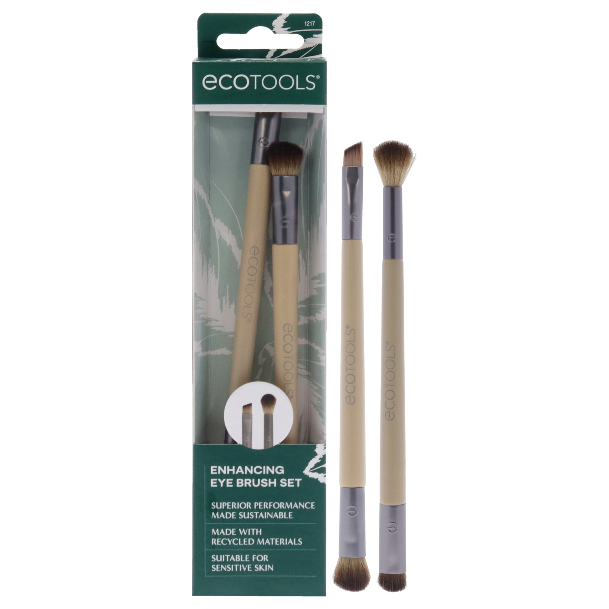 Enhancing Duo Eye Brush Set by Ecotools for Women - 2 Pc Shade Plus Define Eye Brush Duo, Smudge Plus Blend Eye Brush Duo