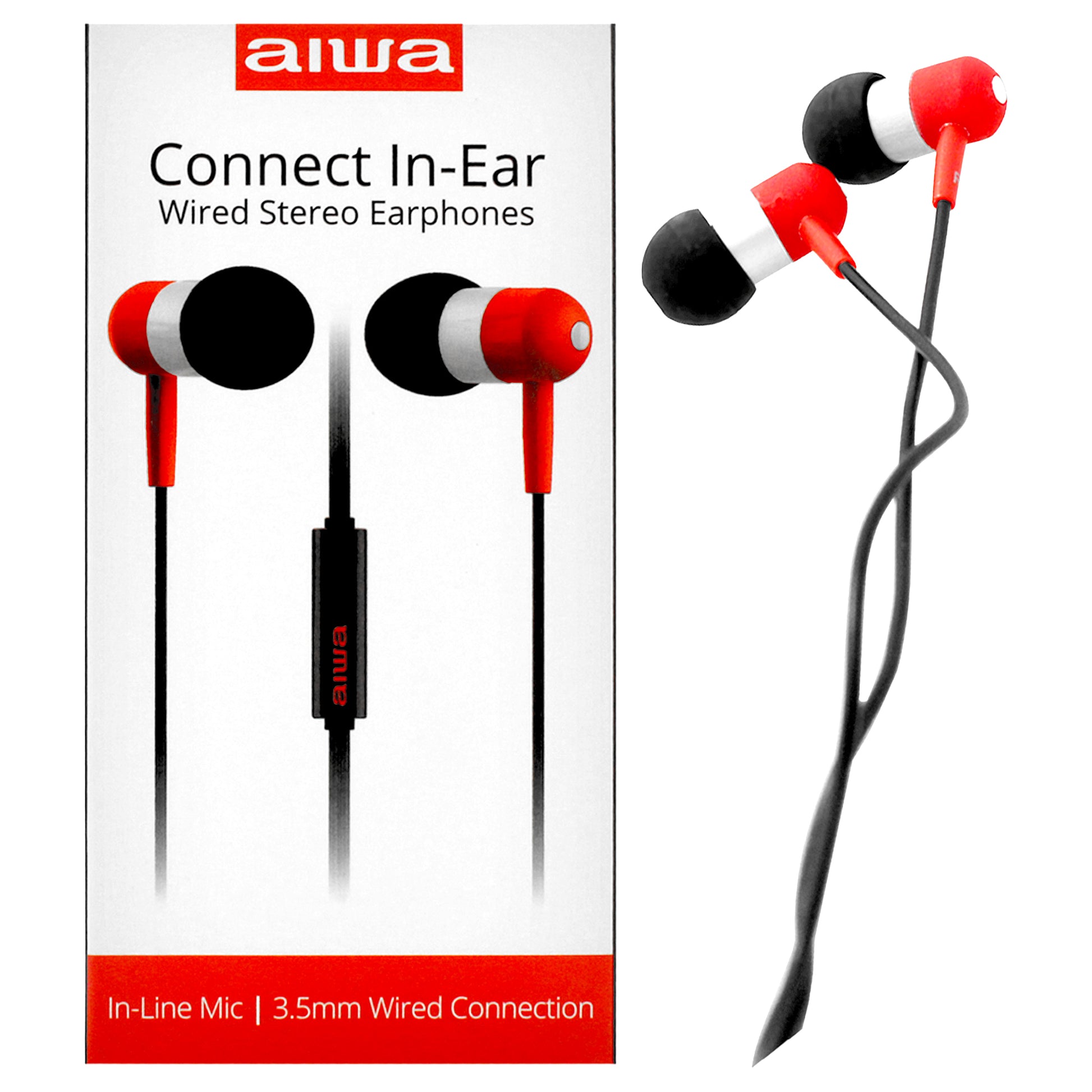 Aiwa Audio Connect In-Ear Stereo Earphones - Red