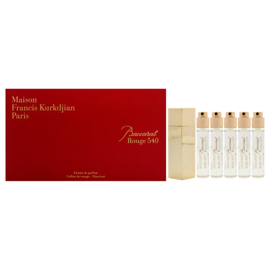 Baccarat Rouge 540 Travel Set by Maison Francis Kurkdjian for Unisex - 6 Pc Gift Set 5 x 0.37 Extrait De Parfum Spray (Refill), Case Gold (Empty)