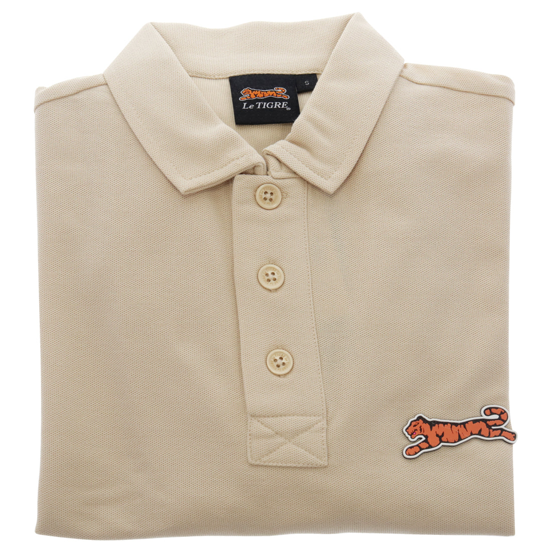 Classic Cotton Polo Shirt - Beige by Le Tigre for Men - 1 Pc Shirt (S)