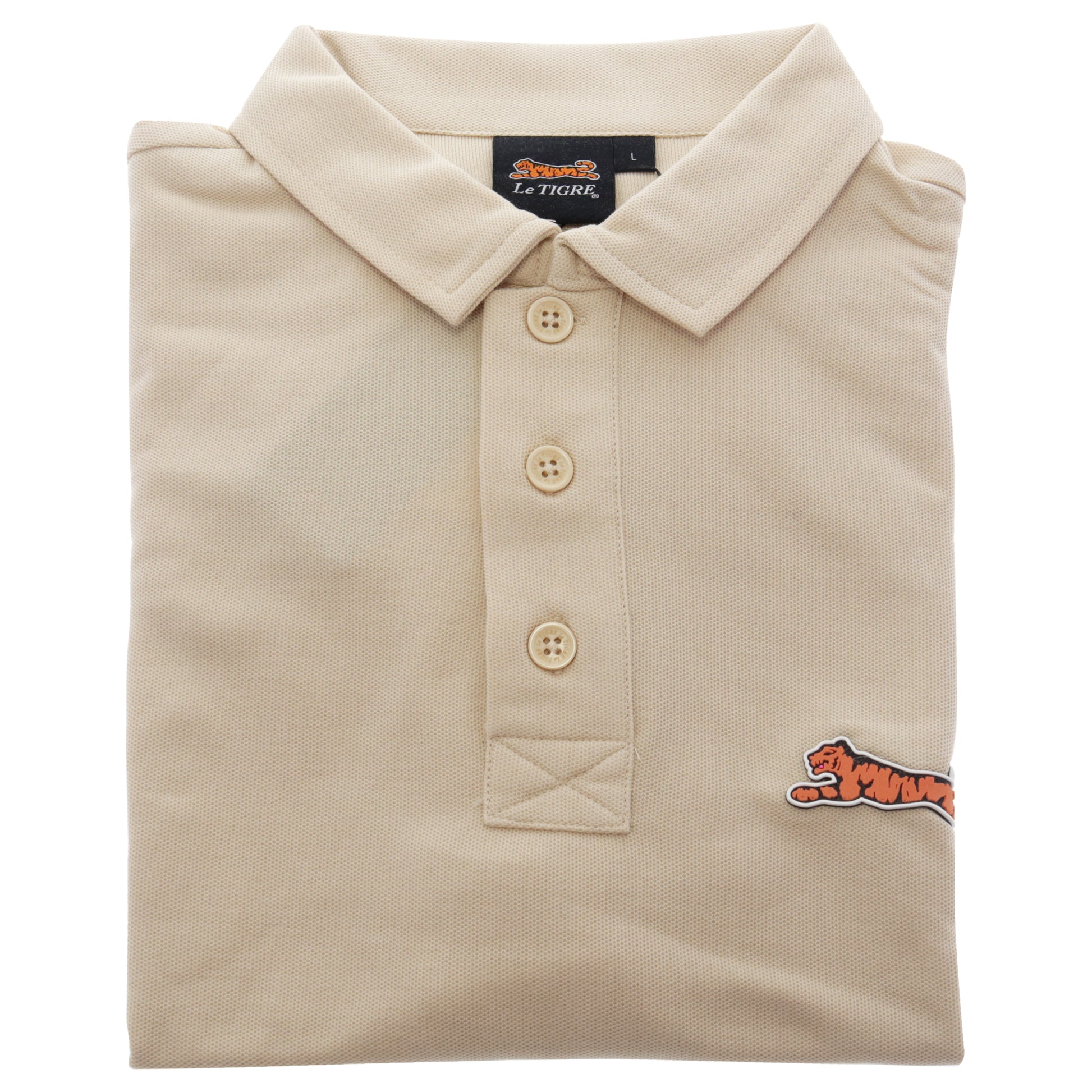 Classic Cotton Polo Shirt - Beige by Le Tigre for Men - 1 Pc Shirt (L)