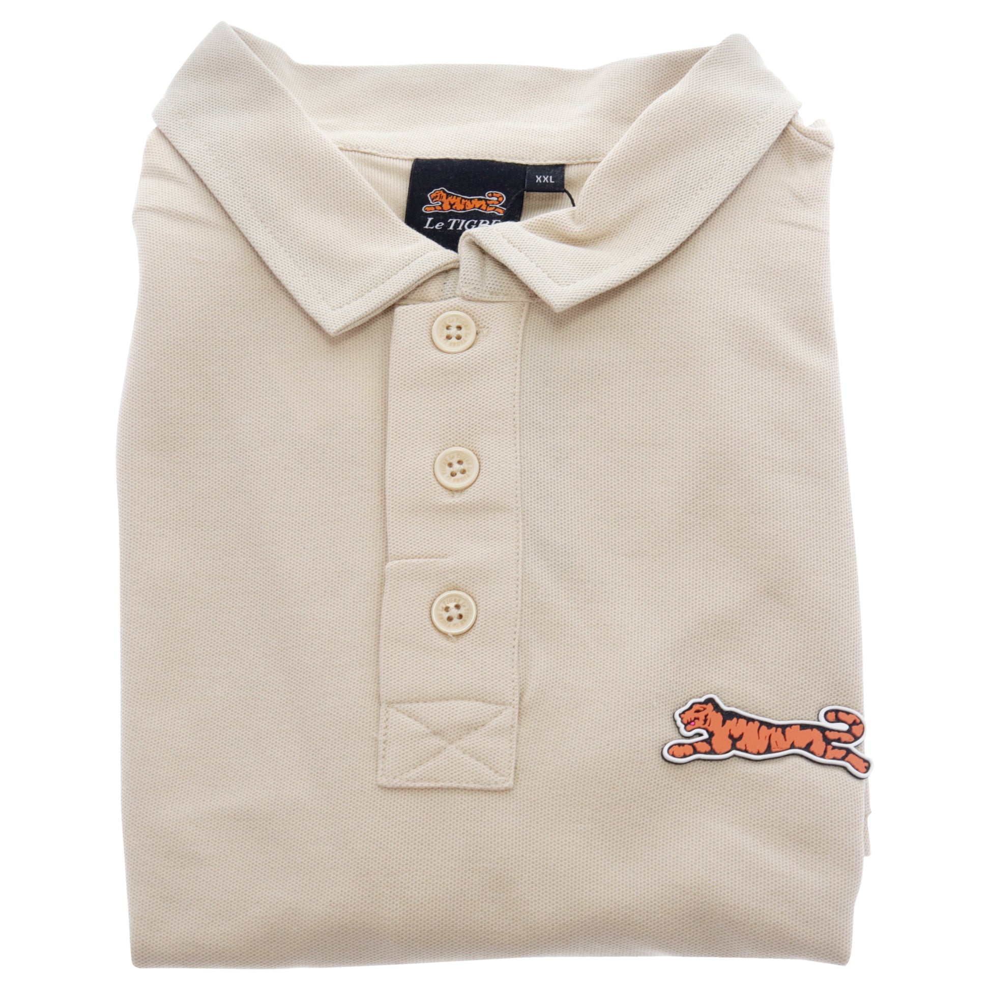 Classic Cotton Polo Shirt - Beige by Le Tigre for Men - 1 Pc Shirt (XXL)