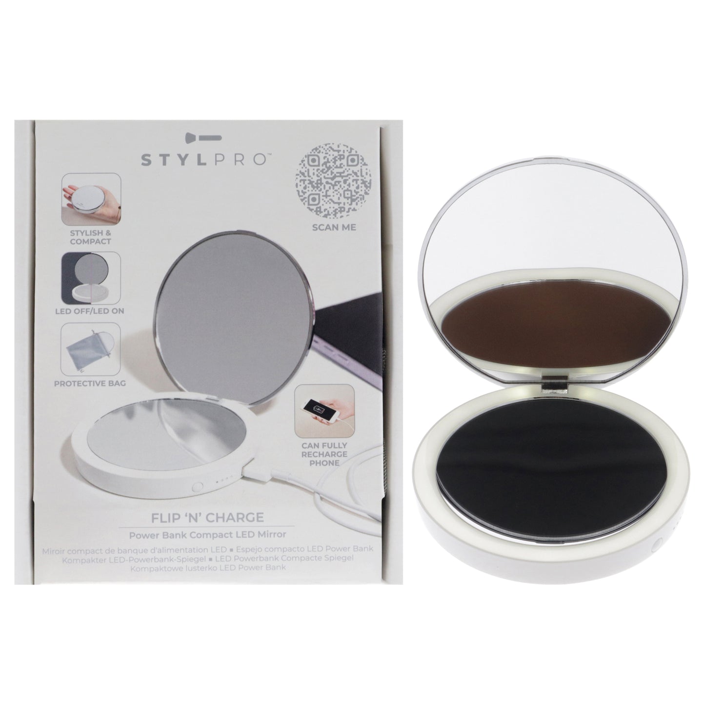 Stylpro Flip N Charge Power Bank Compact Led Mirror