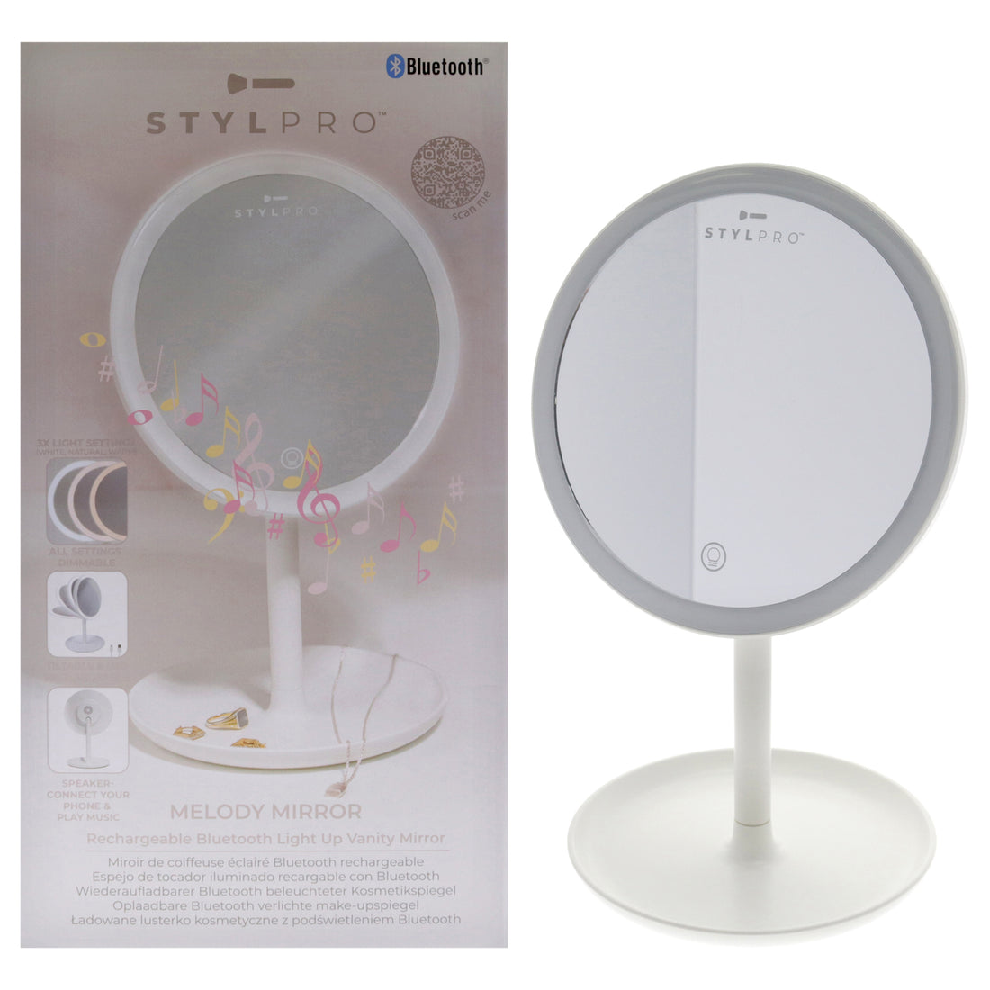 Stylpro Melody Rechargeable Bluetooth Mirror