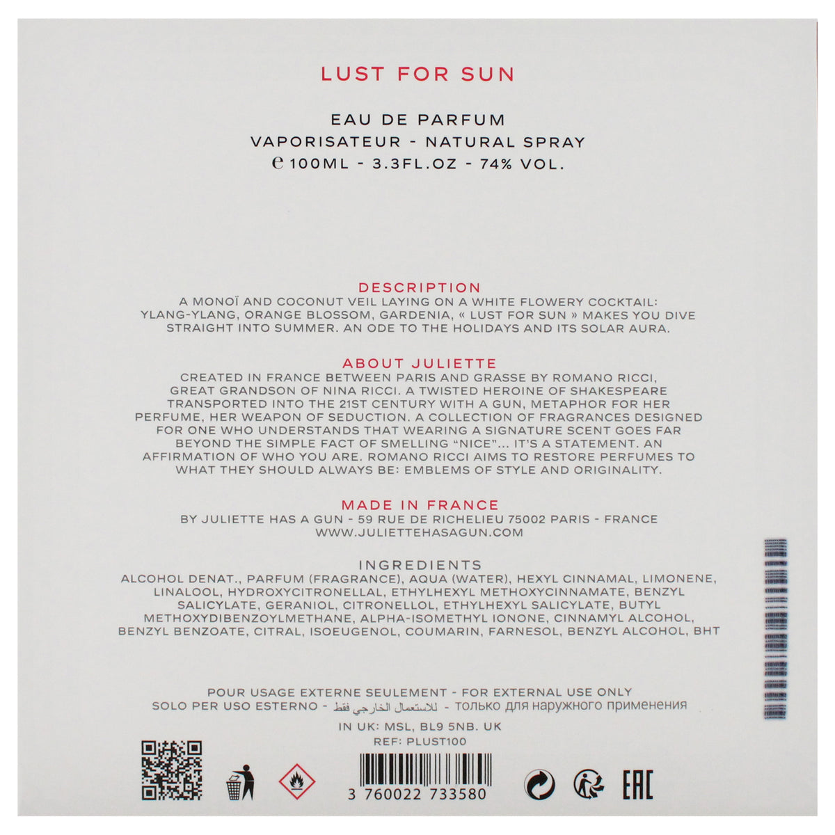 Lust For Sun EDP Spray