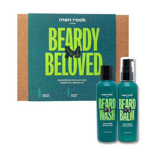 Beardy Beloved Awakening Duo - Sicilian lime by Men Rock for Men - 2 Pc 3.4oz Beard Wash - Sicilian Lime, 3.4oz Beard Balm - Sicilian Lime