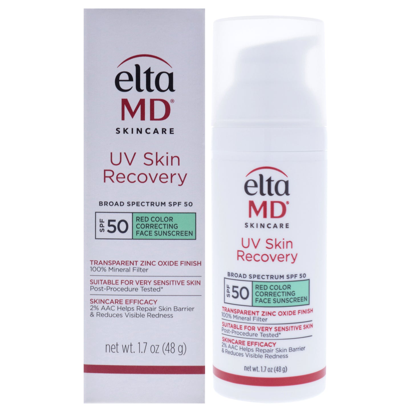 UV Skin Recovery Red Color Correcting Green Tint Face Sunscreen