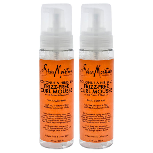 Coconut & Hibiscus Frizz-Free Curl Mousse - Pack of 2 by Shea Moisture for Unisex - 7.5 oz Mousse