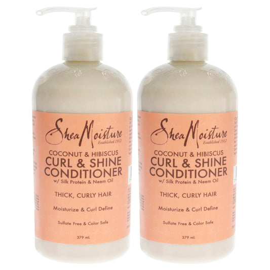 Coconut & Hibiscus Curl & Shine Conditioner - Pack of 2 by Shea Moisture for Unisex - 13 oz Conditioner