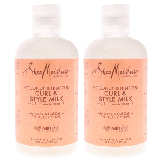 Coconut & Hibiscus Curl & Style Milk - Pack of 2 by Shea Moisture for Unisex - 8 oz Cream