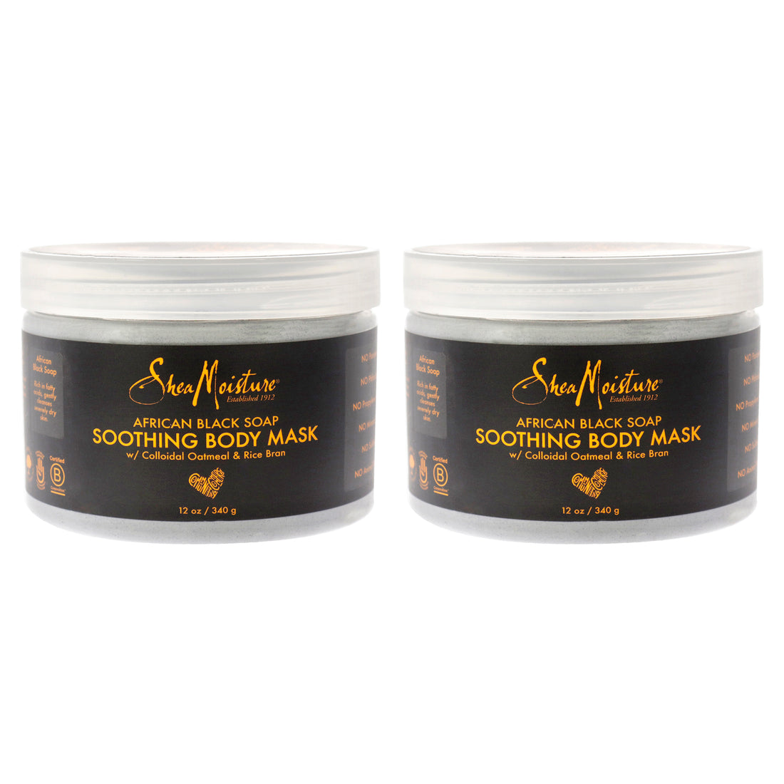 African Black Soap Soothing Body Mask - Pack of 2 by Shea Moisture for Unisex - 12 oz Mask