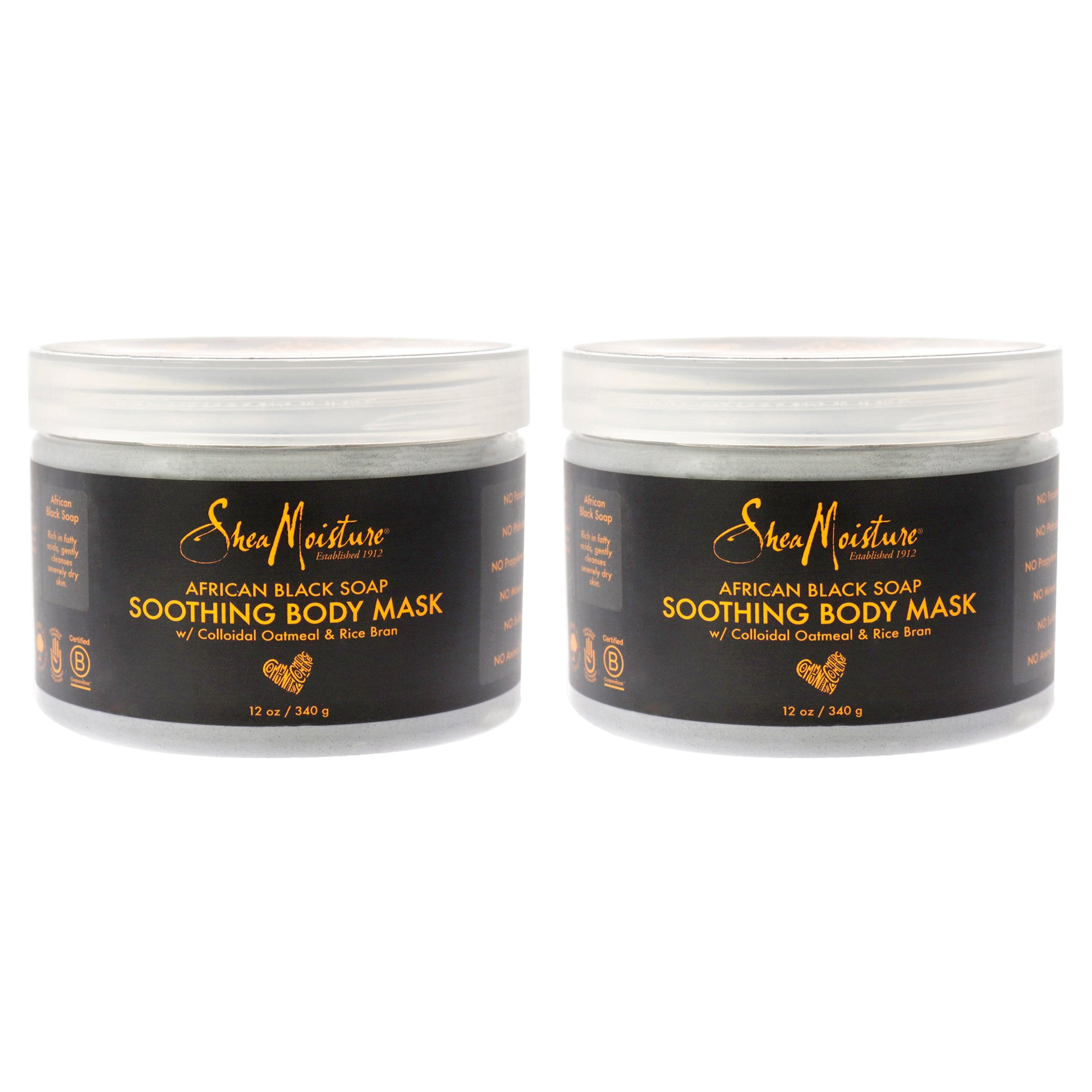 African Black Soap Soothing Body Mask - Pack of 2 by Shea Moisture for Unisex - 12 oz Mask