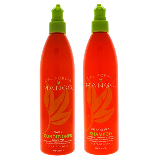Sulfate Free Shampoo and Daily Conditioner Kit by California Mango for Unisex - 2 Pc Kit 12.5oz Shampoo, 12.5oz Conditioner
