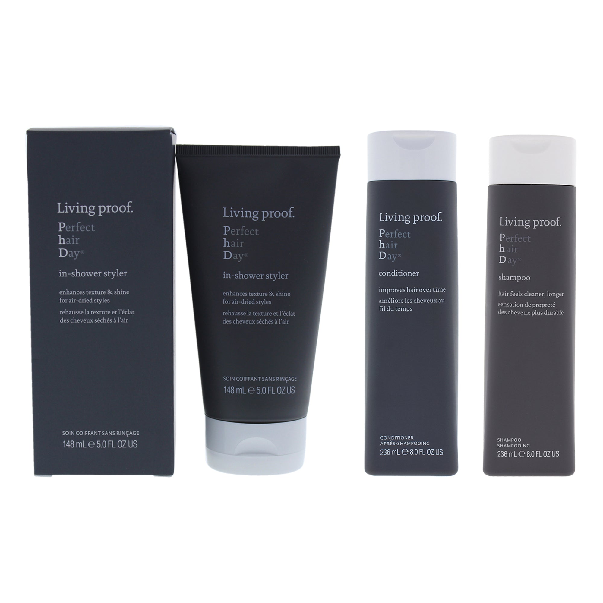 Perfect Hair Day Shampoo Conditioner and In-Shower Styler Kit by Living Proof for Unisex - 3 Pc Kit 8oz Shampoo, 8oz Conditioner, 5oz In-Shower Styler