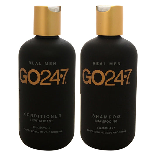Real Men Shampoo and Conditioner Kit by GO247 for Men - 2 Pc Kit 8oz Shampoo, 8oz Conditioner