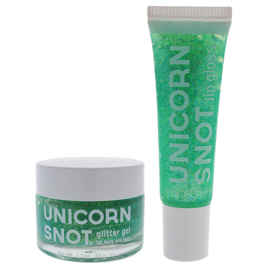 Gliter Lip Gloss and Gel Duo - Blue by Unicorn Snot for Women - 2 Pc Kit 1.7oz Gel, 0.34oz Lip Gloss