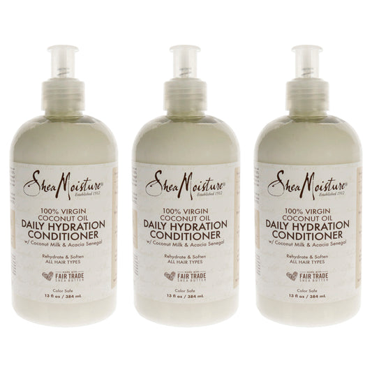 100 Percent Virgin Coconut Oil Daily Hydration Conditioner by Shea Moisture for Unisex - 13 oz Conditioner - Pack of 3
