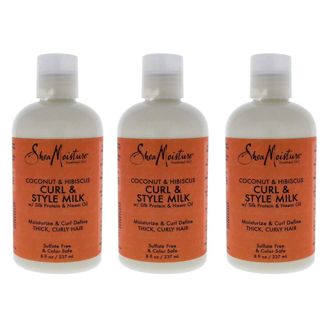 Coconut and Hibiscus Curl Style Milk by Shea Moisture for Unisex - 8 oz Cream - Pack of 3