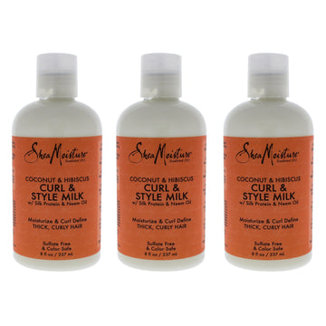 Coconut and Hibiscus Curl Style Milk by Shea Moisture for Unisex - 8 oz Cream - Pack of 3