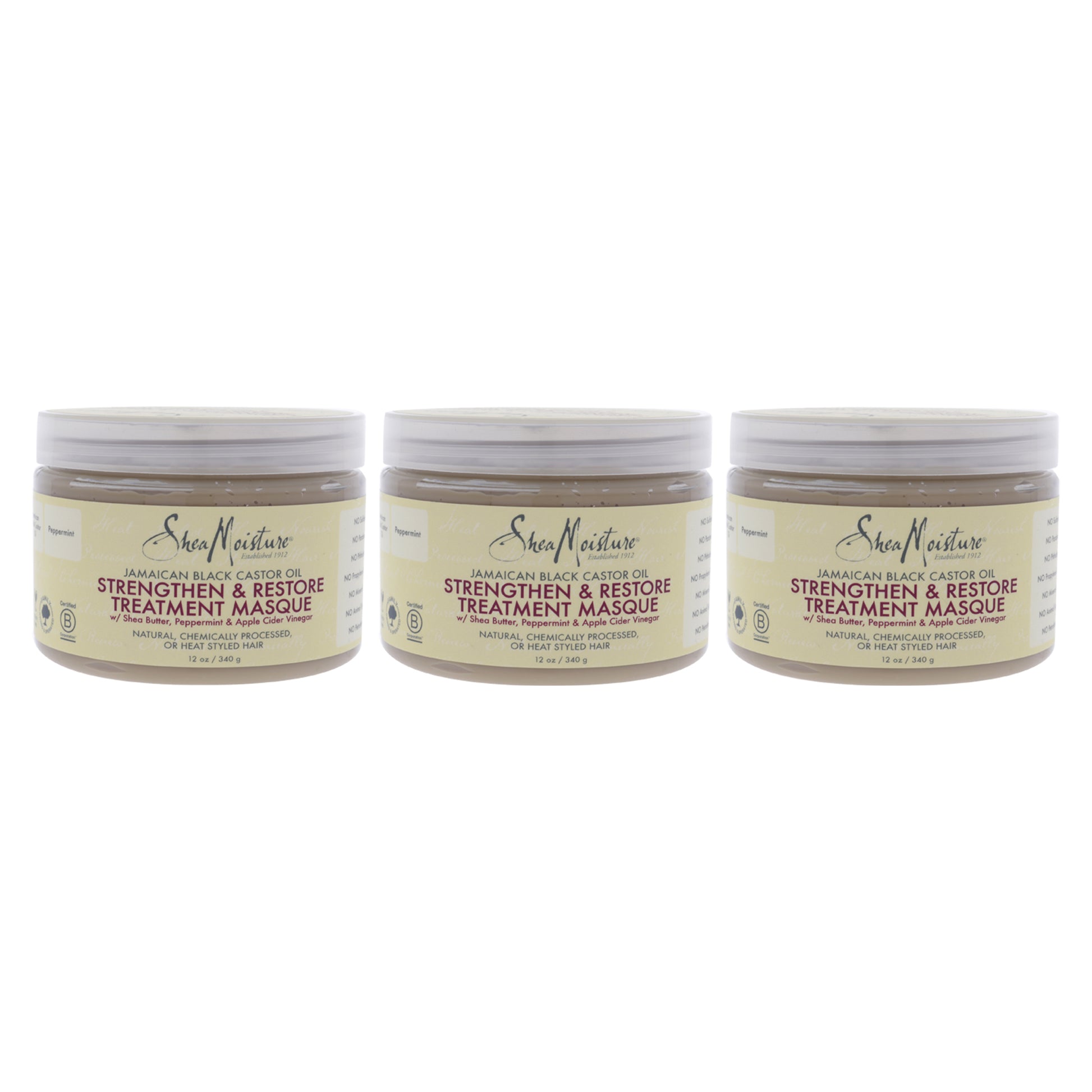 Jamaican Black Castor Oil Strengthen and Restore Treatment Masque by Shea Moisture for Unisex - 12 oz Masque - Pack of 3