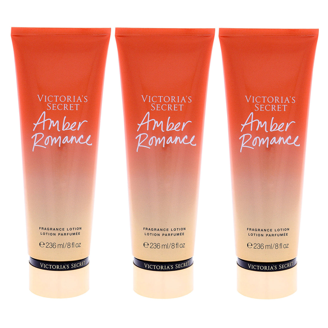 Amber Romance Fragrance Lotion by Victorias Secret for Women - 8 oz Body Lotion - Pack of 3