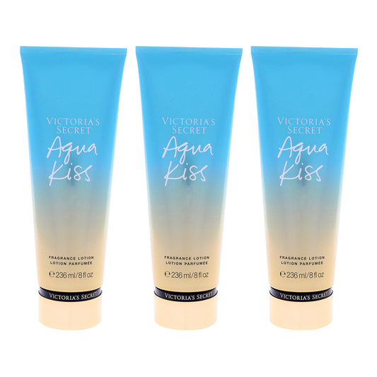 Aqua Kiss Fragrance Lotion by Victorias Secret for Women - 8 oz Body Lotion - Pack of 3