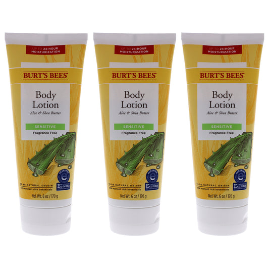 Aloe and Shea Butter Body Lotion by Burts Bees for Unisex - 6 oz Body Lotion - Pack of 3