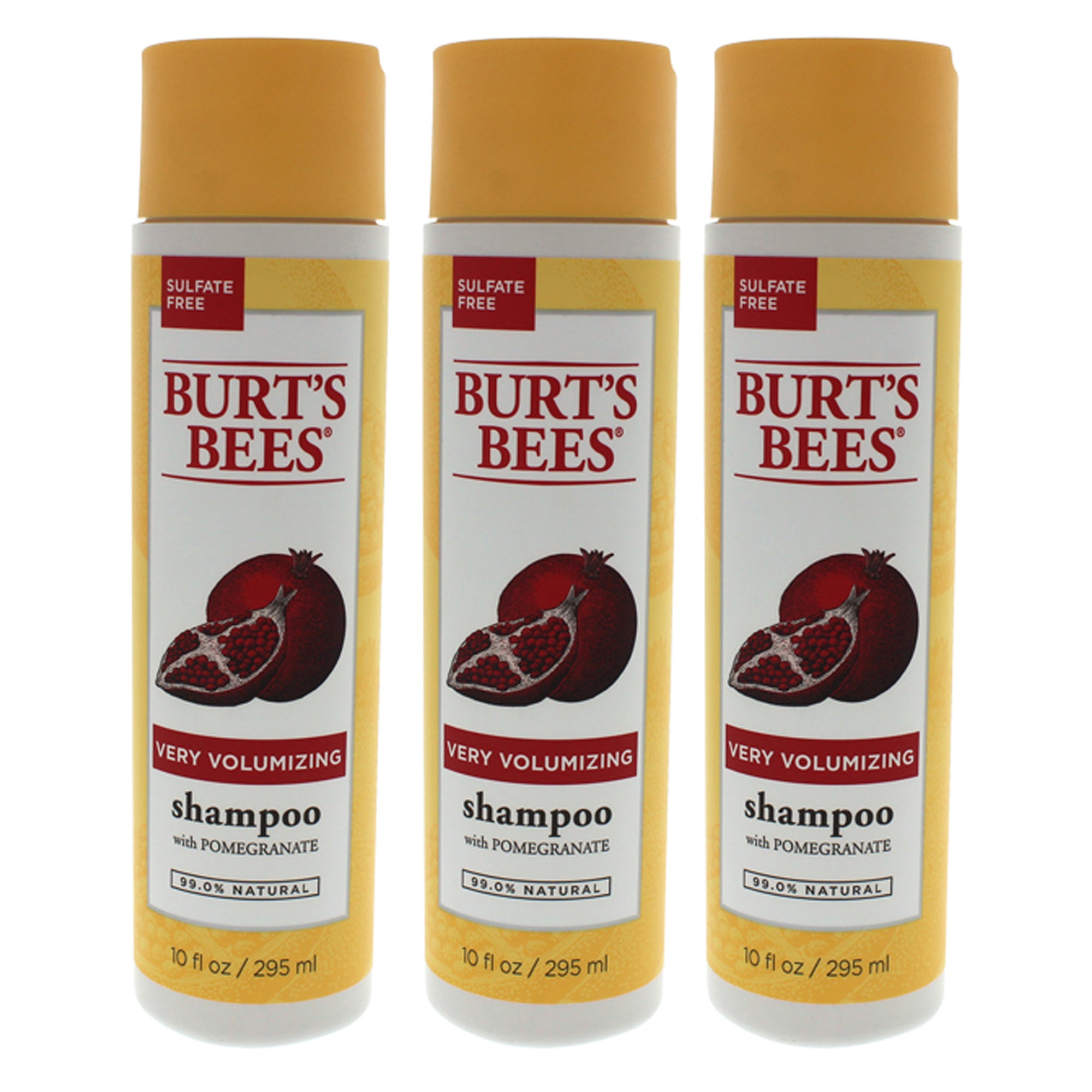 Very Volumizing Pomegranate by Burts Bees for Unisex - 10 oz Shampoo - Pack of 3