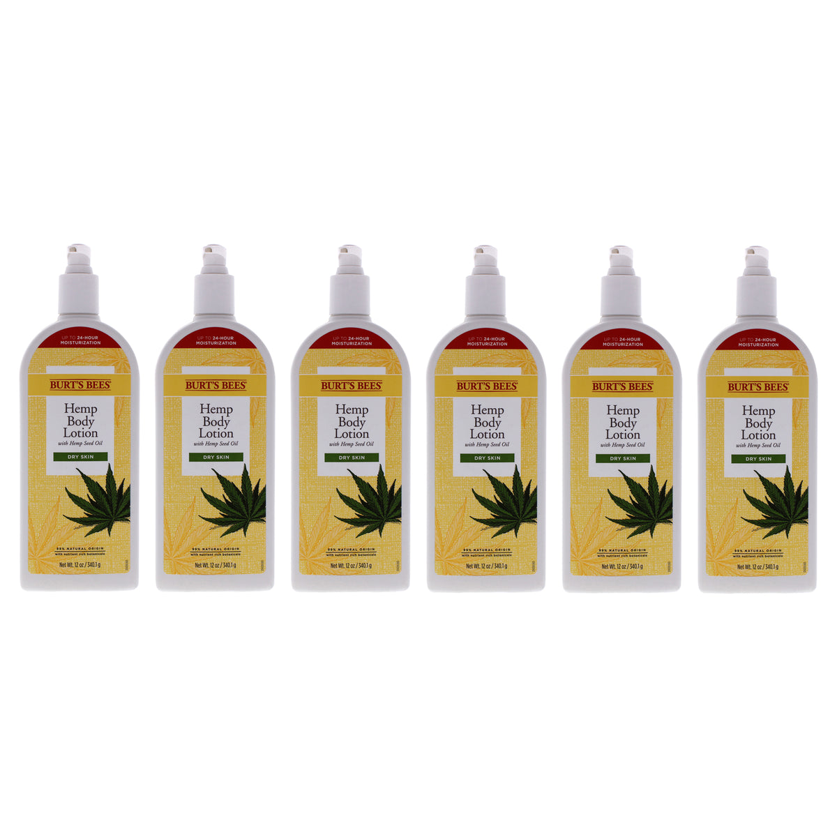Hemp Body Lotion by Burts Bees for Unisex - 12 oz Body Lotion - Pack of 6