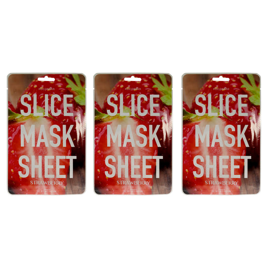 Slice Sheet Mask - Strawberry by Kocostar for Unisex - 1 Pc Mask - Pack of 3