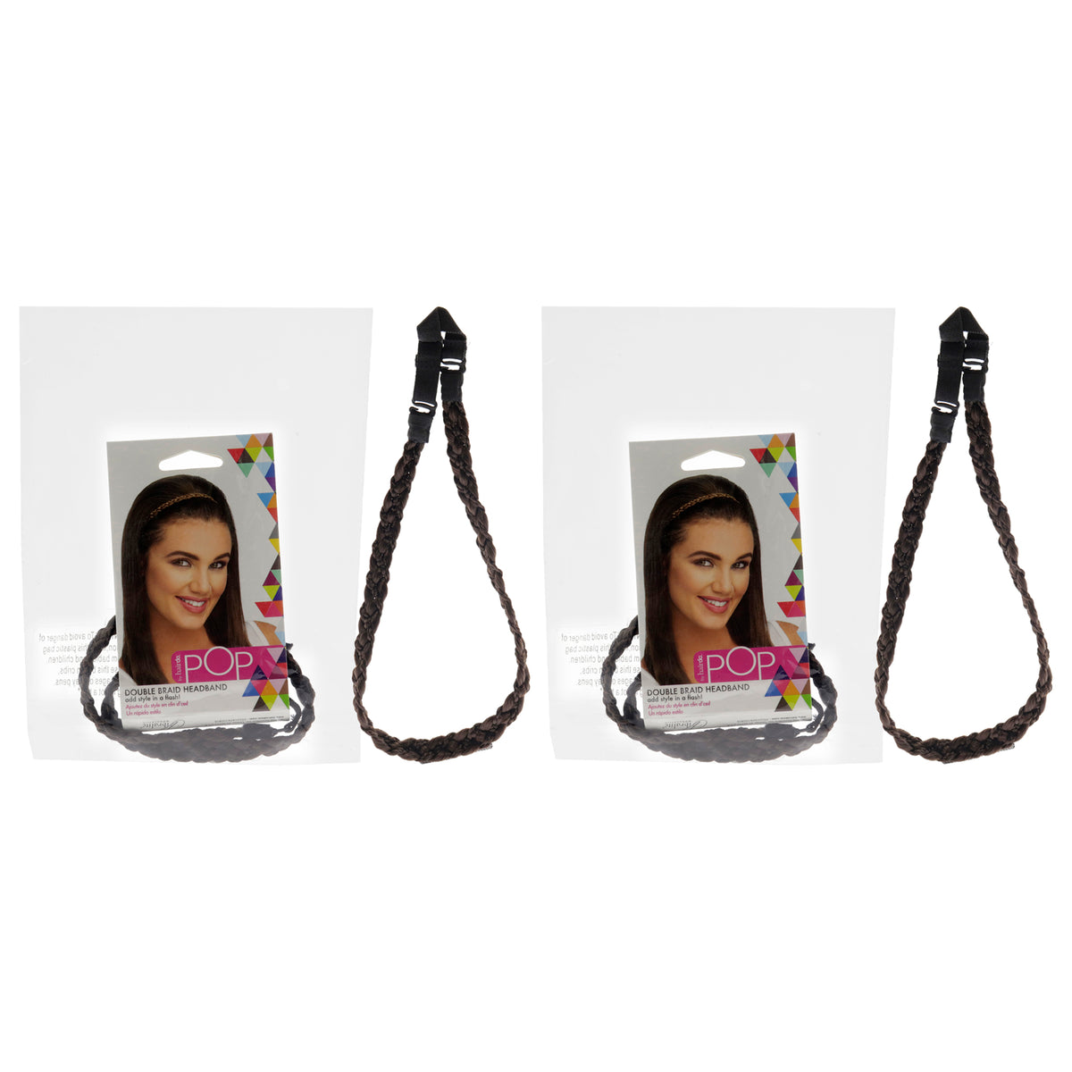 Pop Double Braid Headband - R6 Dark Chocolate by Hairdo for Women - 1 Pc Hair Band - Pack of 2