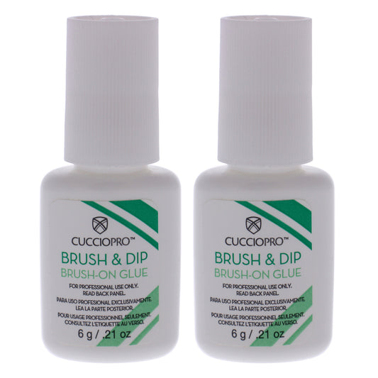 Brush and Dip Brush-On Glue by Cuccio Pro for Women - 0.21 oz Nail Glue - Pack of 2