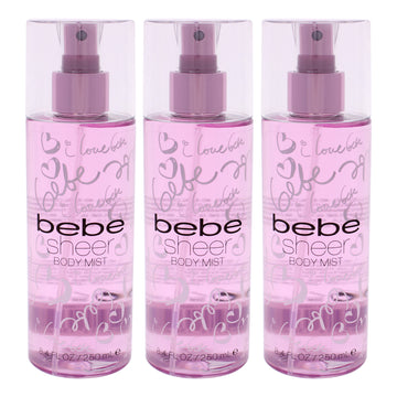 Bebe Sheer by Bebe for Women - 8.4 oz Body Mist - Pack of 3