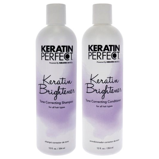 Keratin Brightener Kit by Keratin Perfect for Unisex - 2 Pc Kit 12oz Shampoo, 12oz Conditioner