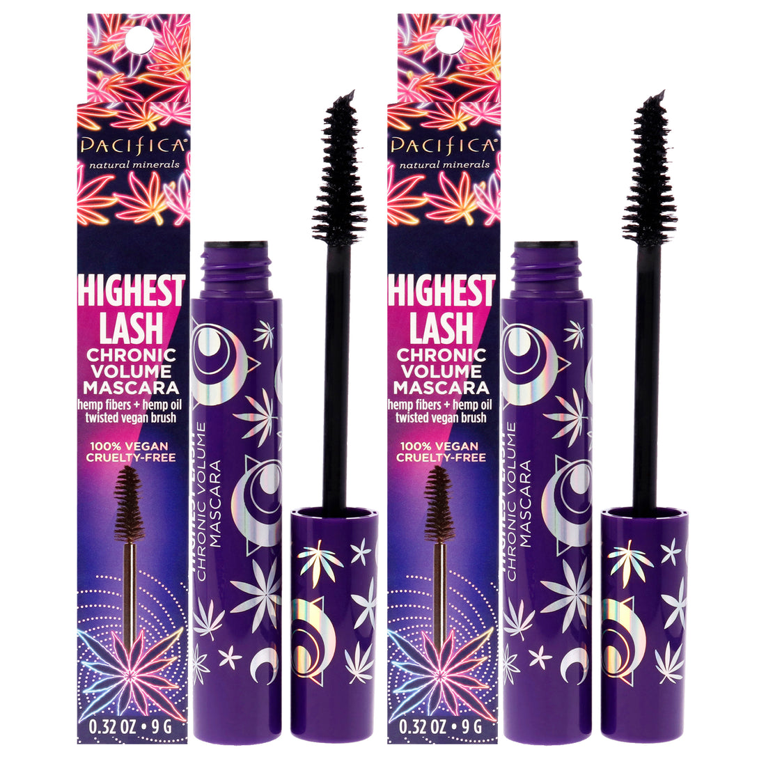 Highest Lash Chronic Volume Mascara - Ultra Black by Pacifica for Women - 0.32 oz Mascara - Pack of 2