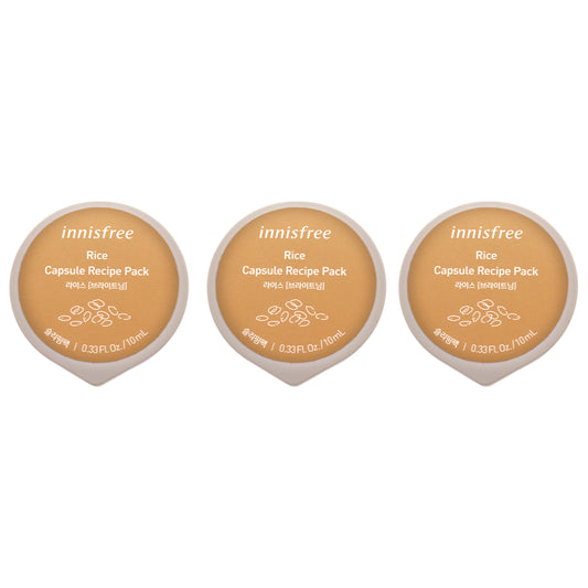 Capsule Recipe Pack Mask - Rice by Innisfree for Unisex - 0.33 oz Mask - Pack of 3