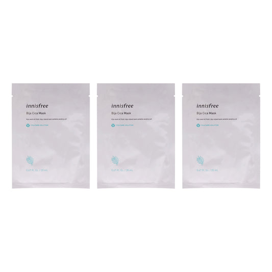 Cica Skin Mask - Bija by Innisfree for Unisex - 0.67 oz Mask - Pack of 3