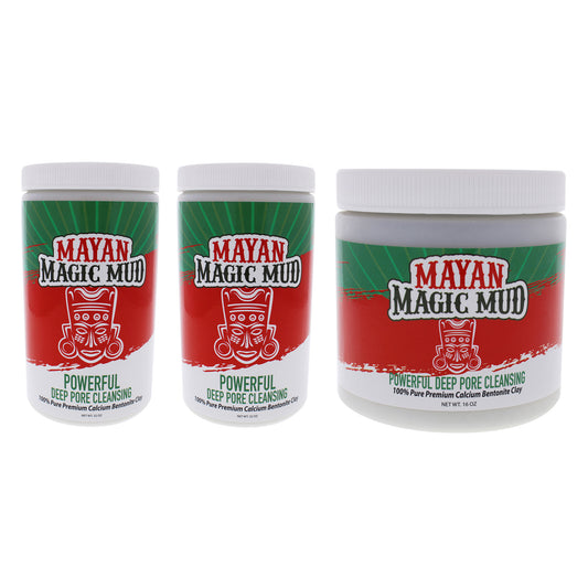 Powerful Deep Pore Cleansing Clay Kit by Mayan Magic Mud for Unisex - 3 Pc Kit 2 x 32oz Cleanser, 16oz Cleanser