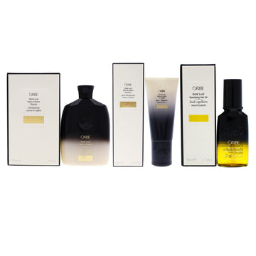 Gold Lust Kit by Oribe for Unisex - 3 Pc Kit 8.5oz Repair and Restore Shampoo, 6.8oz Repair and Restore Conditioner, 1.7oz Nourishing Hair Oil