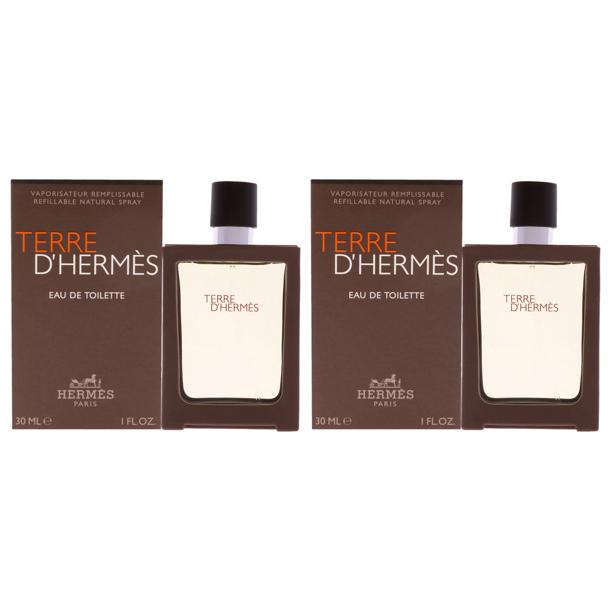 Terre Dhermes by Hermes for Men - 1 oz EDT Spray (Refill) - Pack of 2