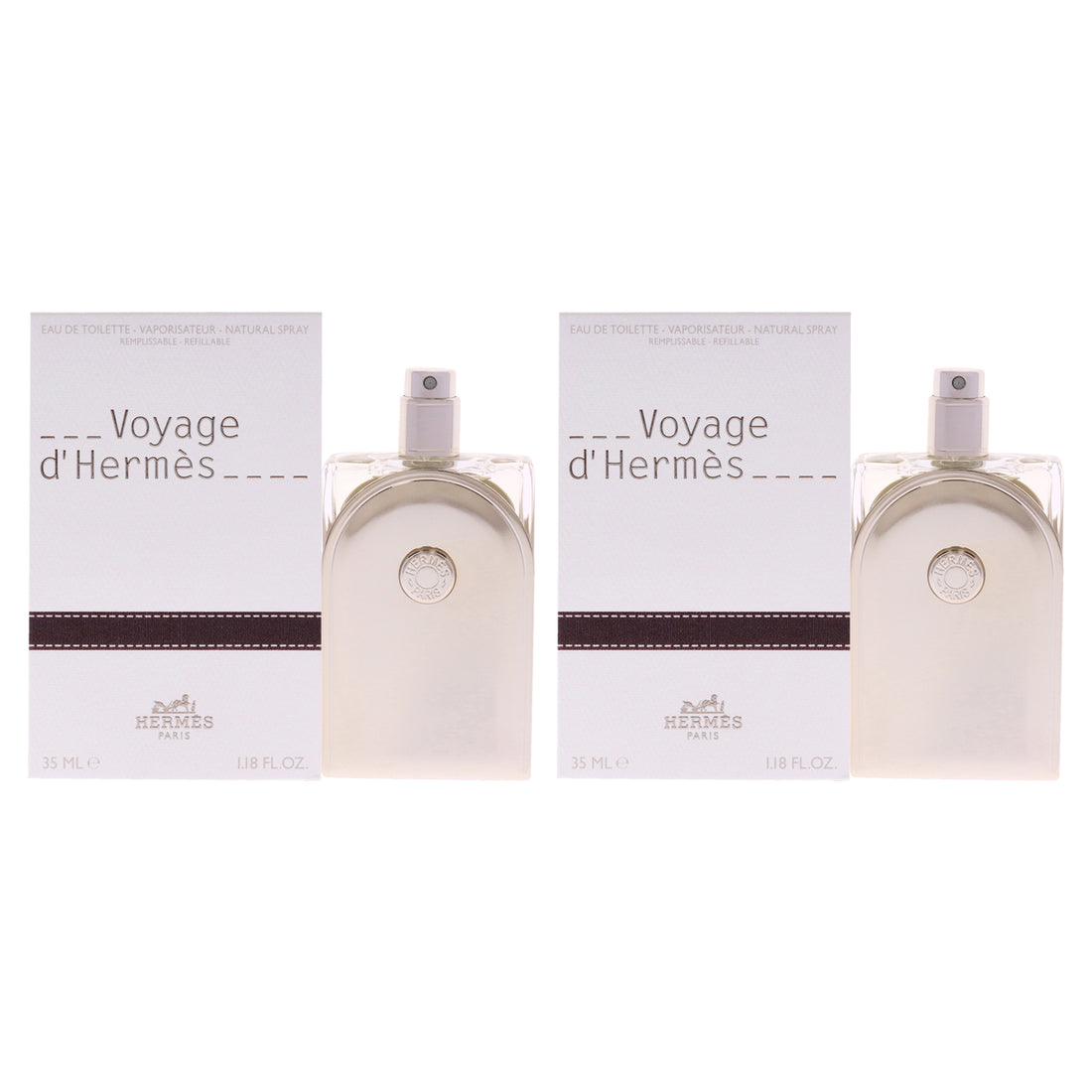 Voyage DHermes by Hermes for Unisex - 1.18 oz EDT Spray (Refillable) - Pack of 2