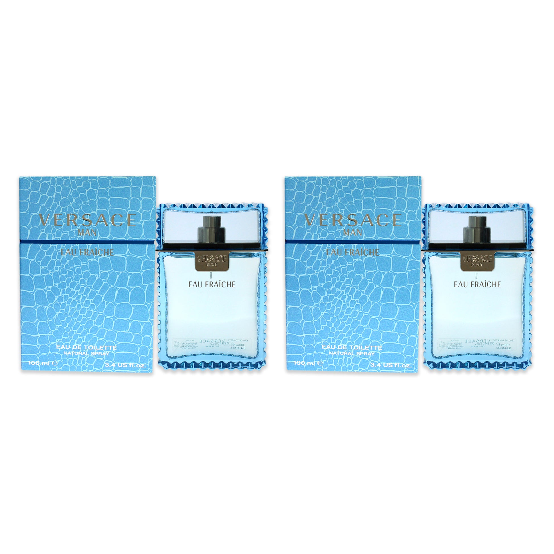 Versace Man Eau Fraiche by Versace for Men - 3.4 oz EDT Spray - Pack of 2