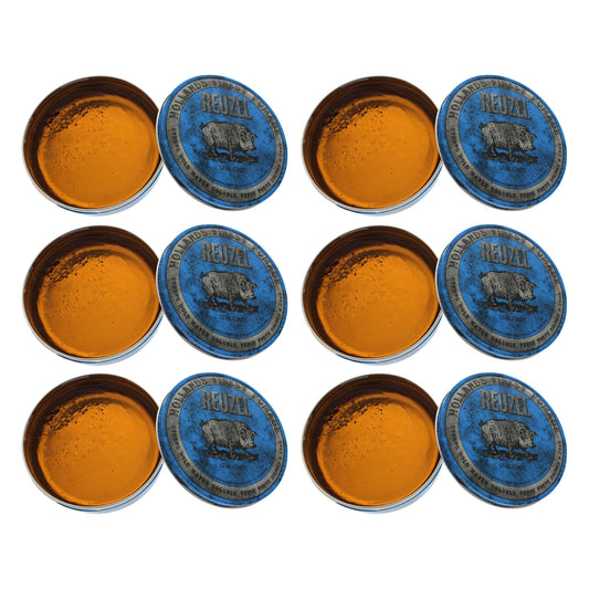 Blue Strong Hold Water Soluble Pomade by Reuzel for Men - 12 oz Pomade - Pack of 6