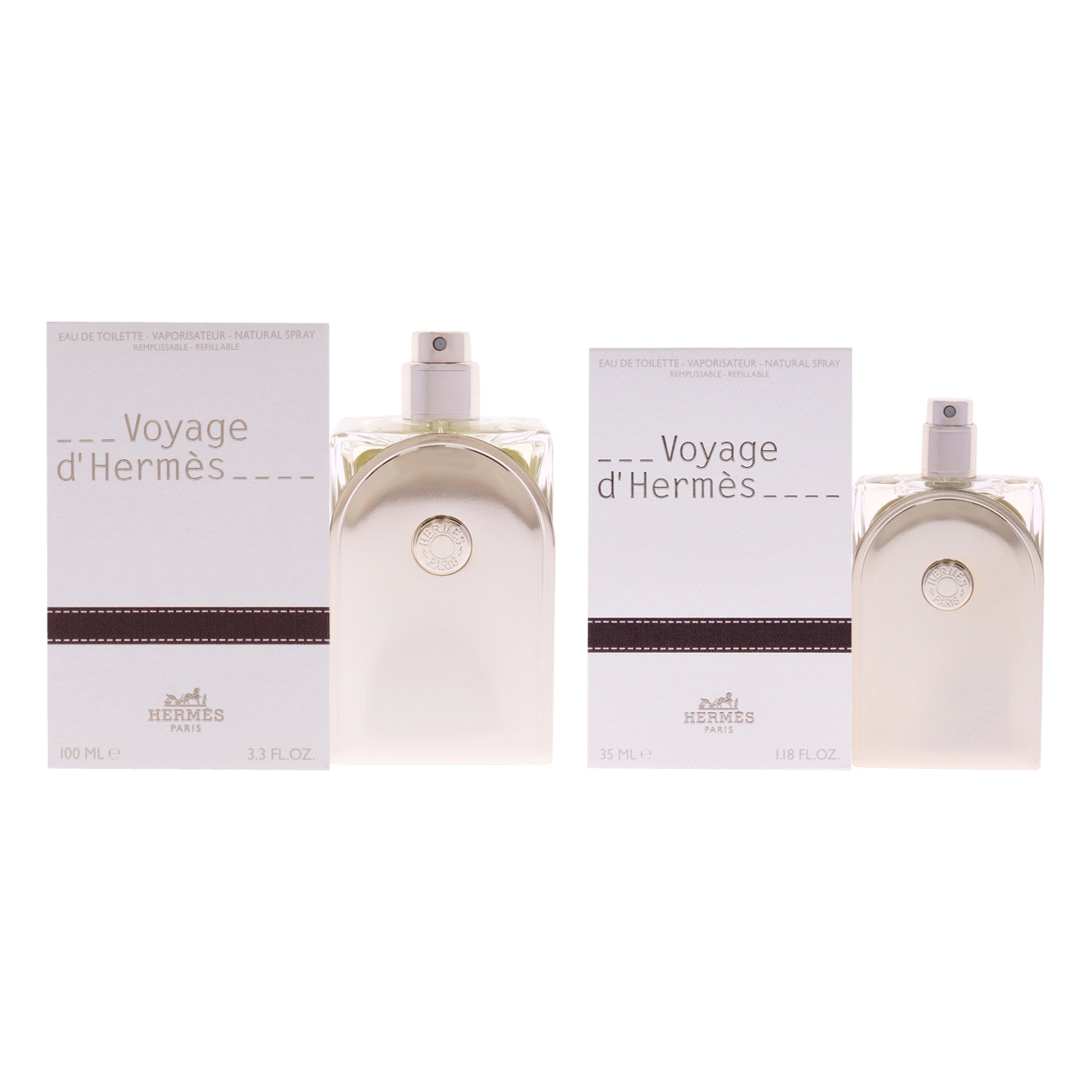 Voyage Dhermes Kit by Hermes for Unisex - 2 Pc Kit 3.3oz EDT Spray (Refillable), 1.18oz EDT Spray (Refillable)