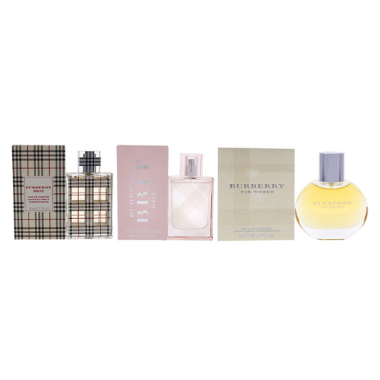 Burberry Fragrance Kit by Burberry for Women - 3 Pc Kit 1.7oz Burberry EDP Spray, 1.6oz Burberry Brit Sheer EDT Spray, 1.7oz Burberry Brit EDP Spray