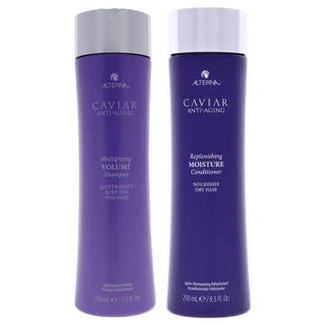 Caviar Anti-Aging Multiplying Volume Shampoo and Replenishing Moisture Conditioner Kit by Alterna for Unisex - 2 Pc Kit 8.5oz Shampoo, 8.5oz Conditioner